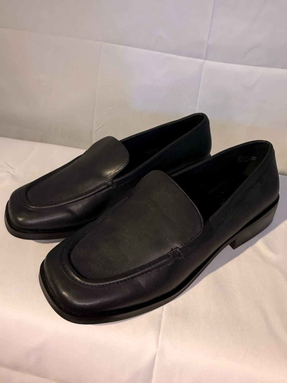 NWOT Open Edit Classic Black Leather Slip-On Loafers W Sz10